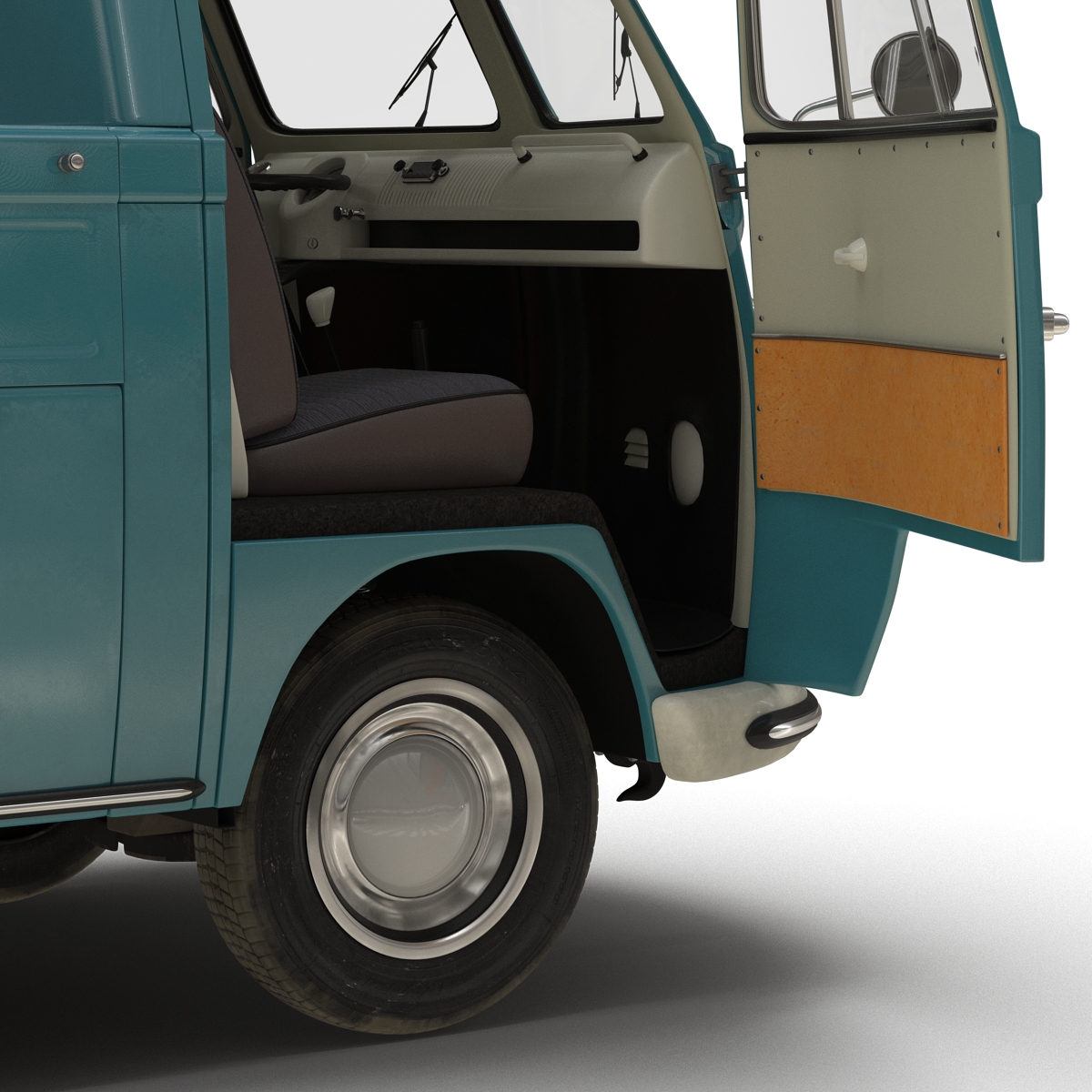3D Volkswagen Type 2 Single Cab Pick Up Rigged Blue model