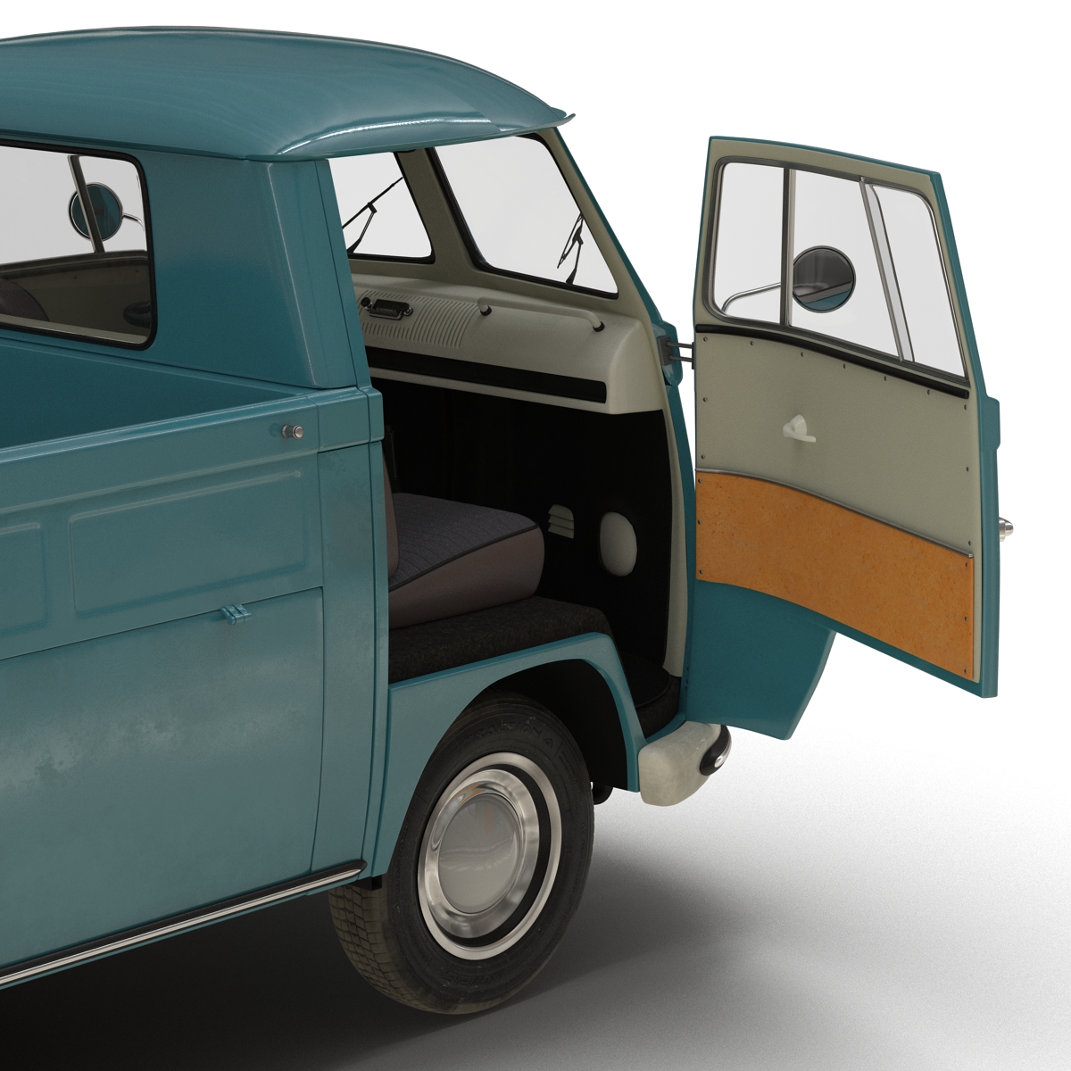 3D Volkswagen Type 2 Single Cab Pick Up Rigged Blue model