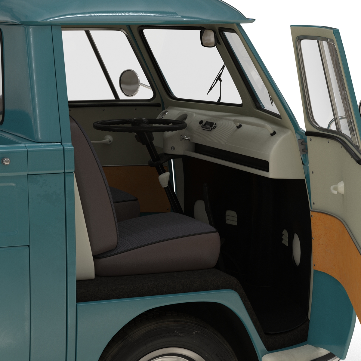 3D Volkswagen Type 2 Single Cab Pick Up Rigged Blue model