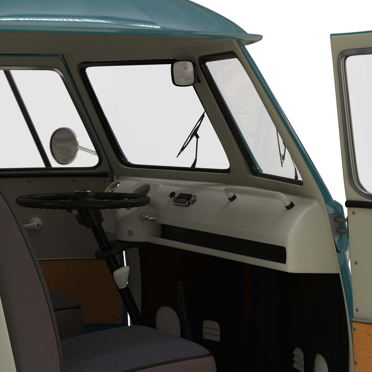 3D Volkswagen Type 2 Single Cab Pick Up Rigged Blue model