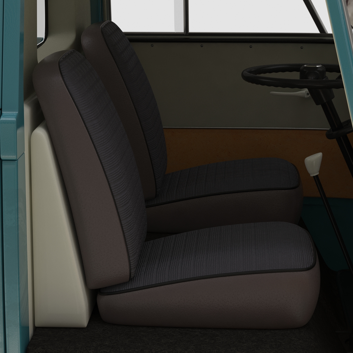3D Volkswagen Type 2 Single Cab Pick Up Rigged Blue model