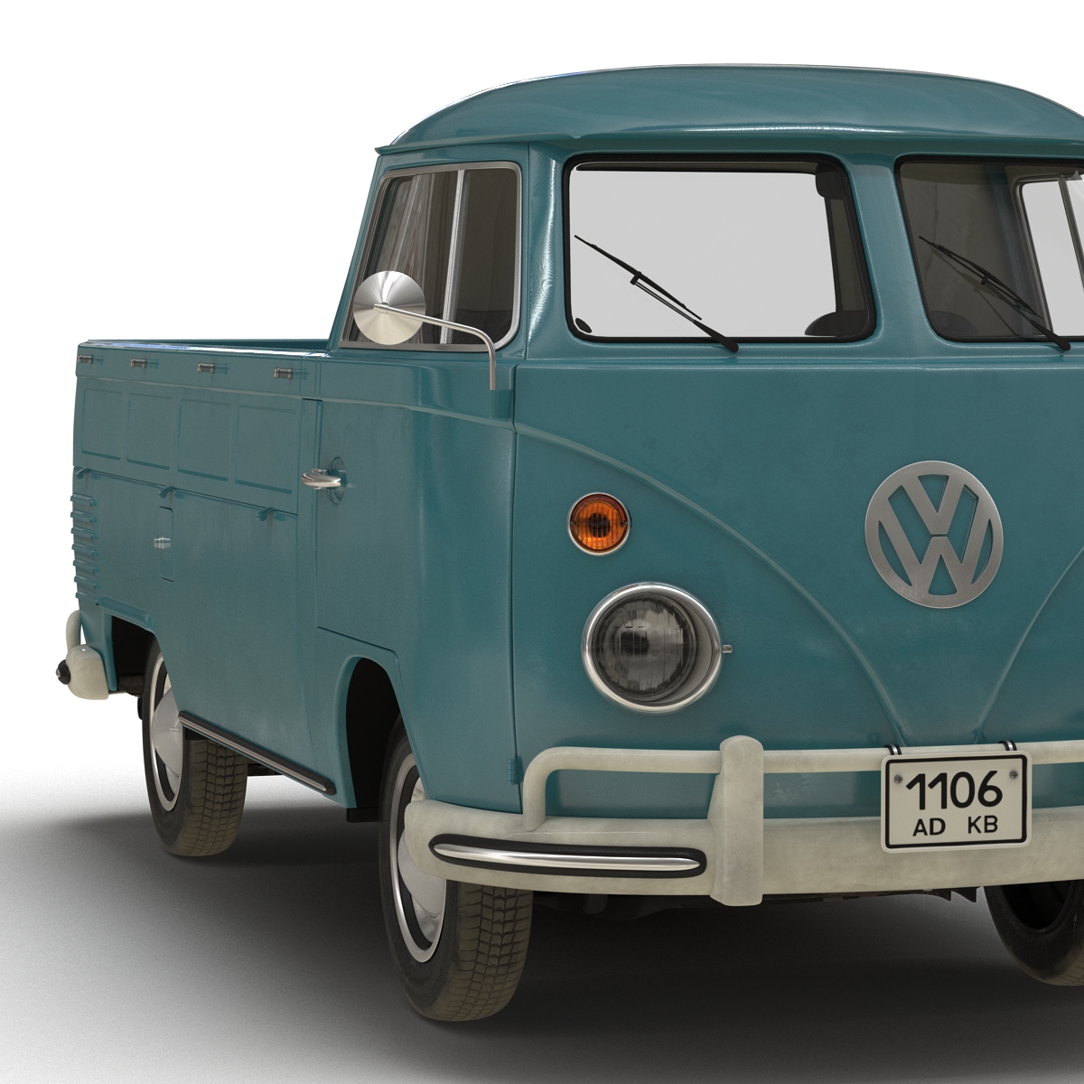 3D Volkswagen Type 2 Single Cab Pick Up Rigged Blue model