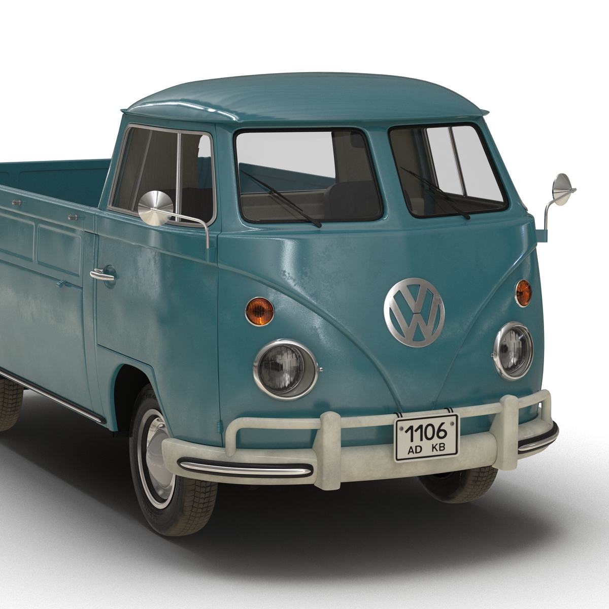 3D Volkswagen Type 2 Single Cab Pick Up Rigged Blue model