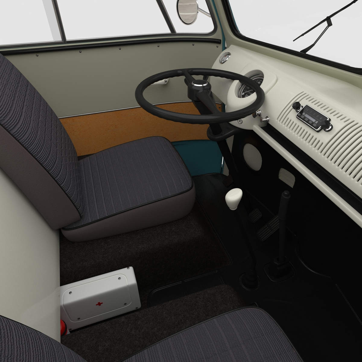 3D Volkswagen Type 2 Single Cab Pick Up Rigged Blue model