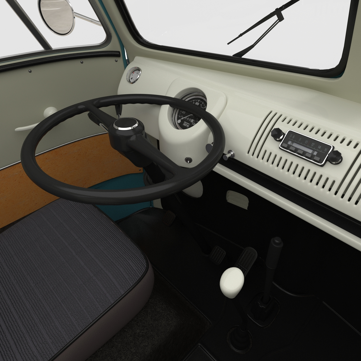 3D Volkswagen Type 2 Single Cab Pick Up Rigged Blue model