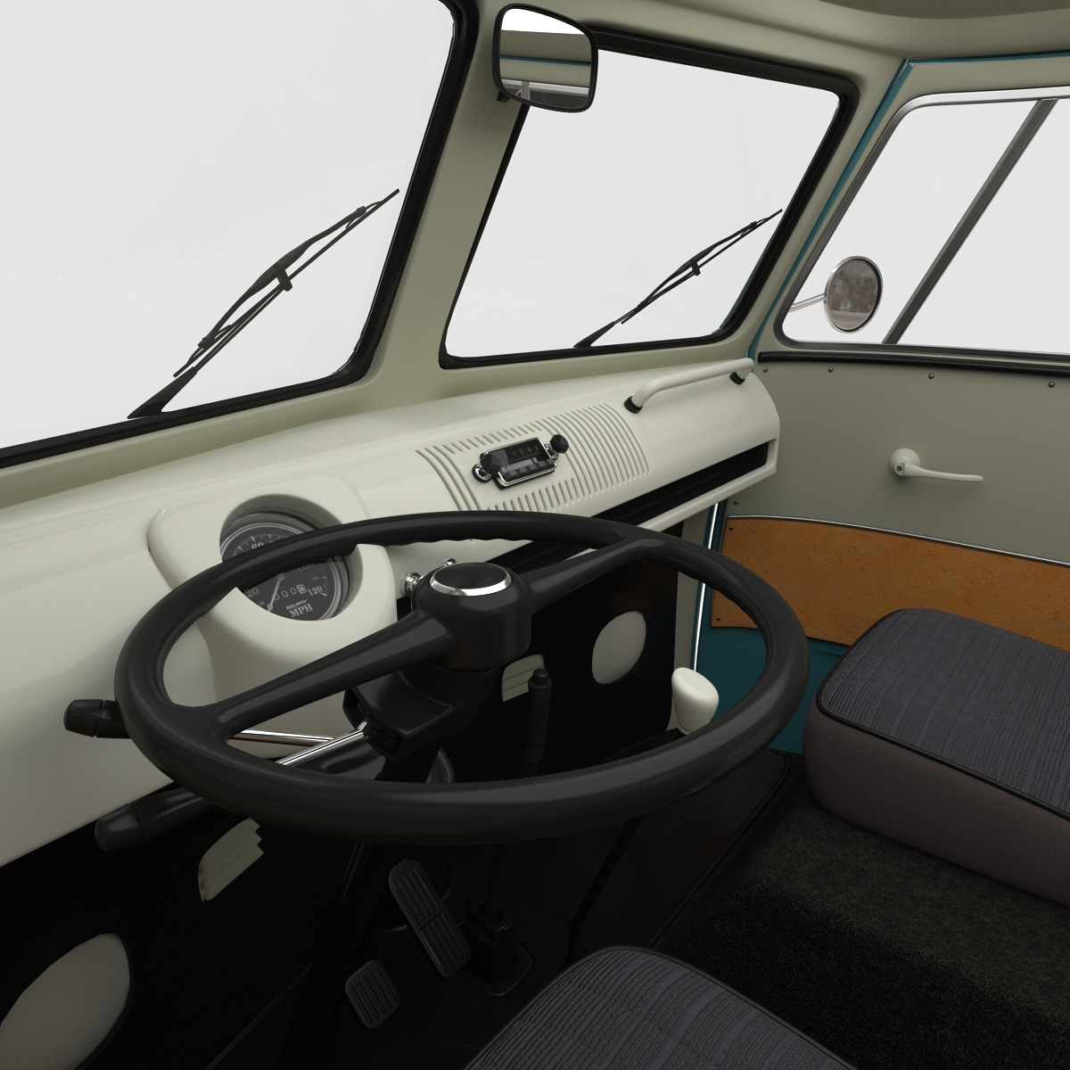 3D Volkswagen Type 2 Single Cab Pick Up Rigged Blue model