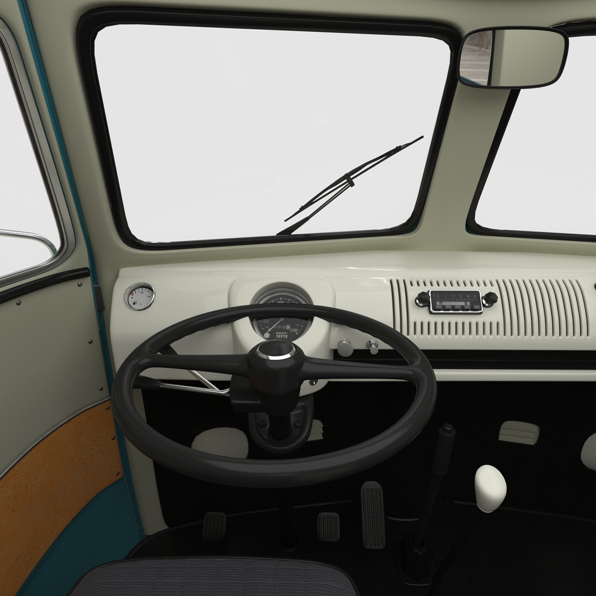 3D Volkswagen Type 2 Single Cab Pick Up Rigged Blue model