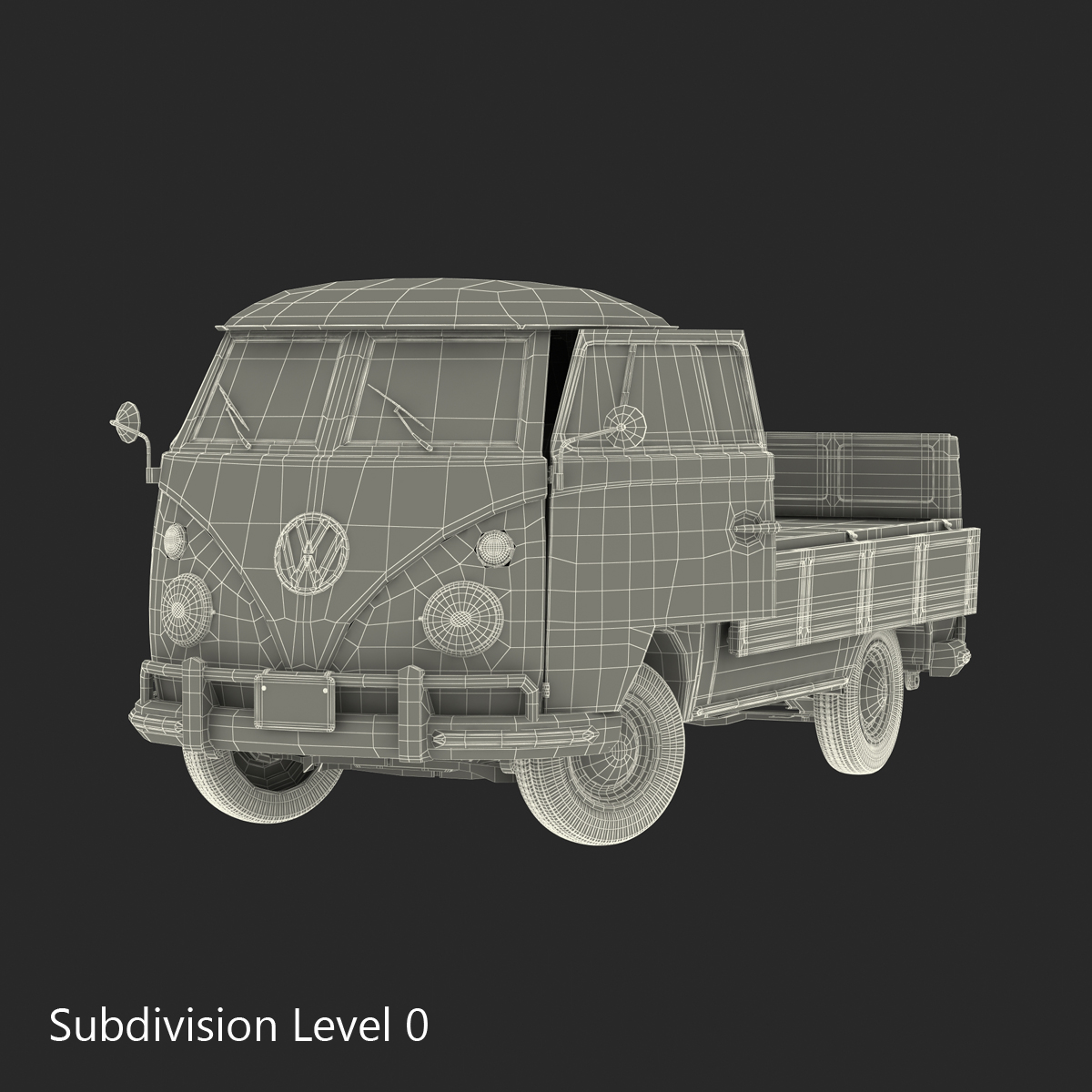3D Volkswagen Type 2 Single Cab Pick Up Rigged Blue model