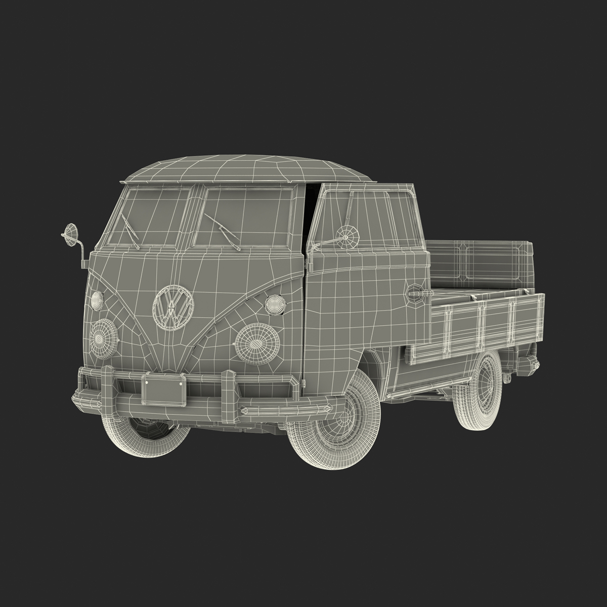 3D Volkswagen Type 2 Single Cab Pick Up Rigged Blue model