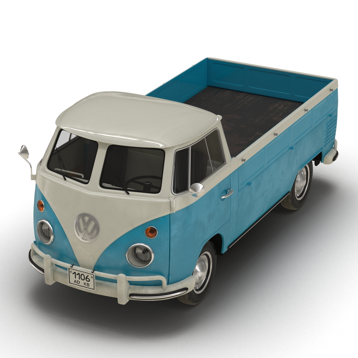 3D model Volkswagen Type 2 Single Cab Pick Up Rigged Blue 2