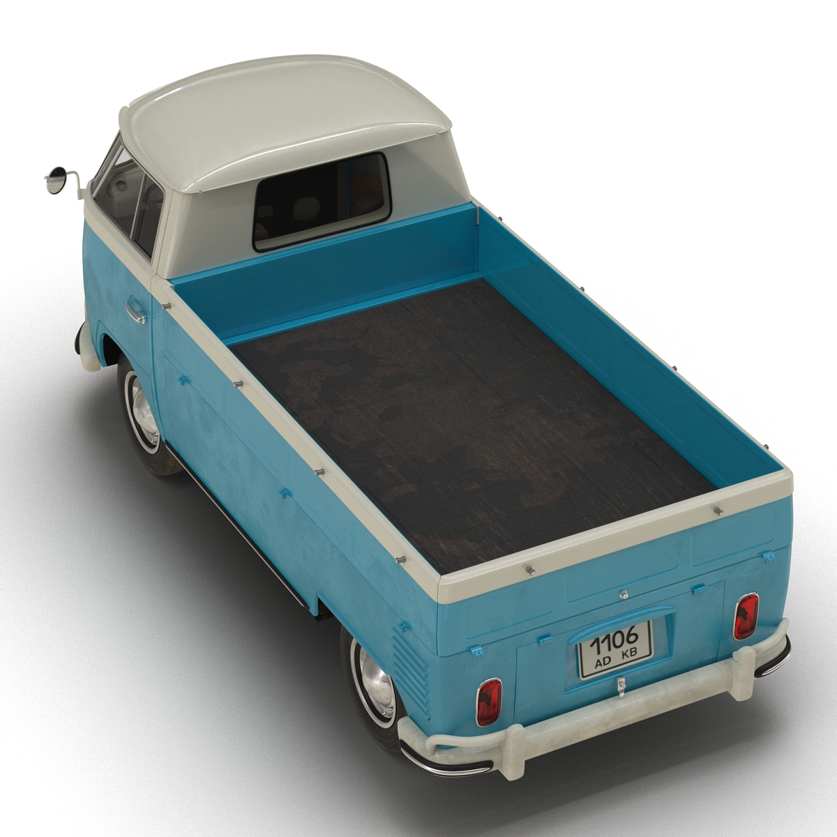 3D model Volkswagen Type 2 Single Cab Pick Up Rigged Blue 2