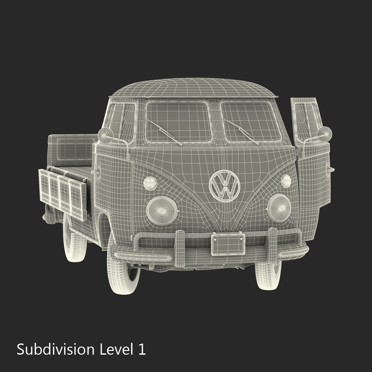 3D model Volkswagen Type 2 Single Cab Pick Up Rigged Blue 2