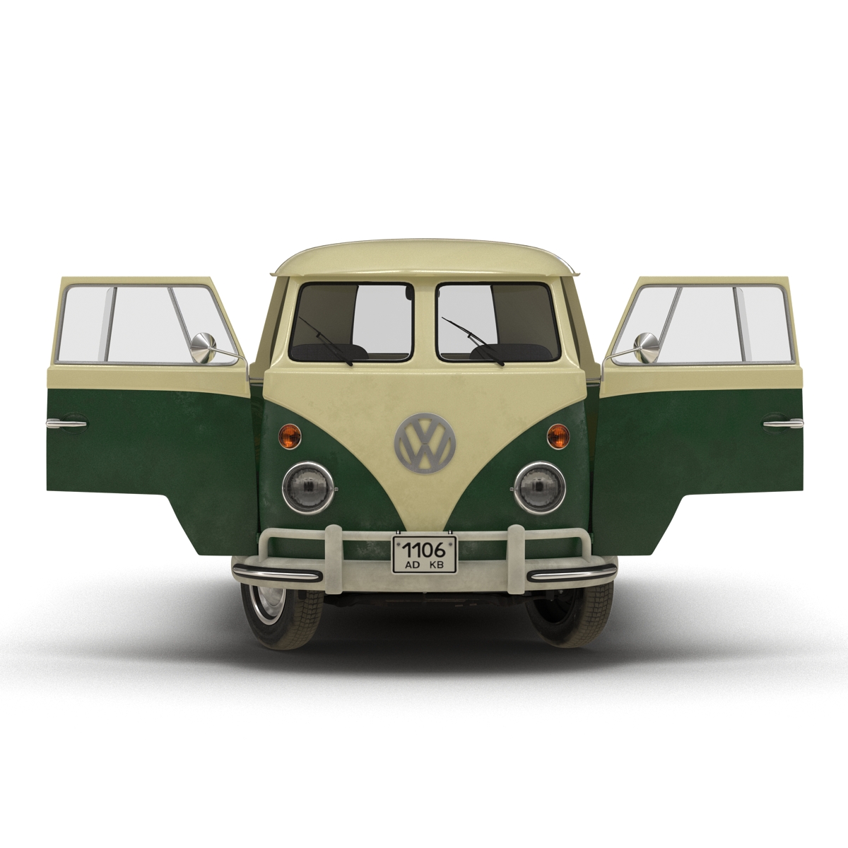 Volkswagen Type 2 Single Cab Pick Up Rigged Green 3D model