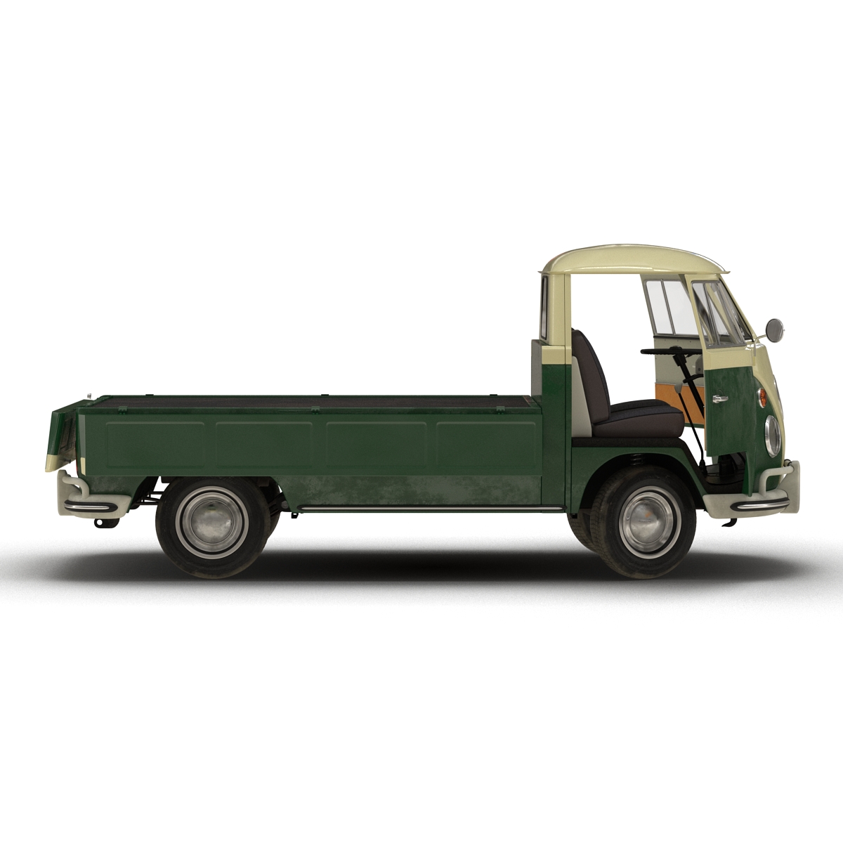 Volkswagen Type 2 Single Cab Pick Up Rigged Green 3D model
