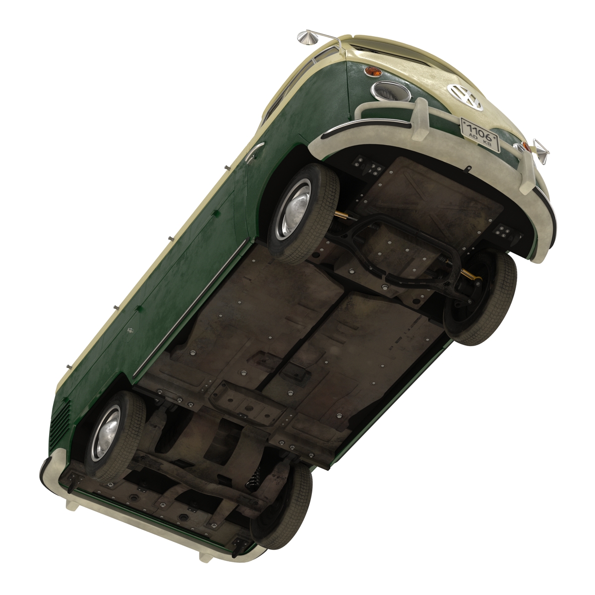 Volkswagen Type 2 Single Cab Pick Up Rigged Green 3D model