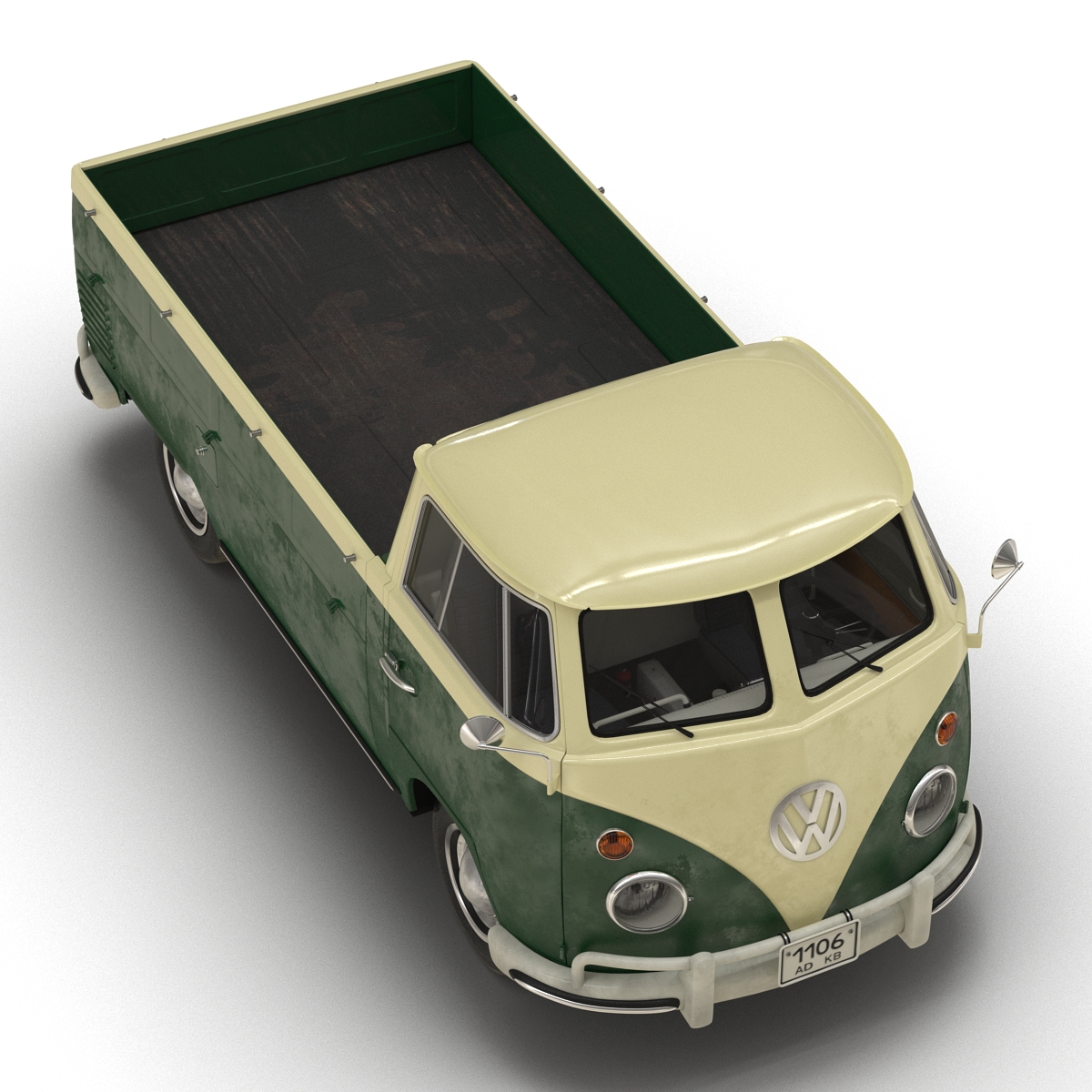 Volkswagen Type 2 Single Cab Pick Up Rigged Green 3D model