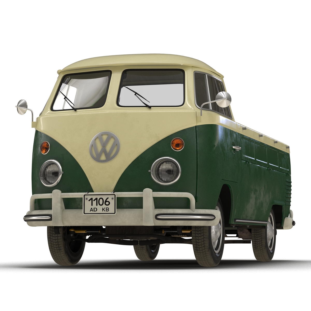 Volkswagen Type 2 Single Cab Pick Up Rigged Green 3D model