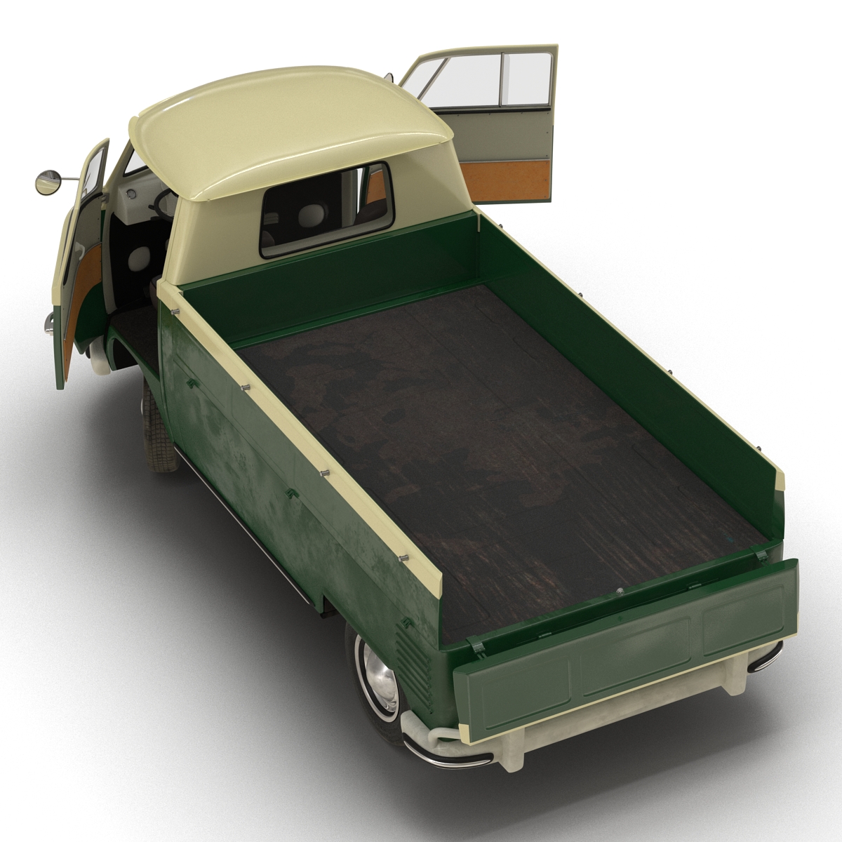 Volkswagen Type 2 Single Cab Pick Up Rigged Green 3D model