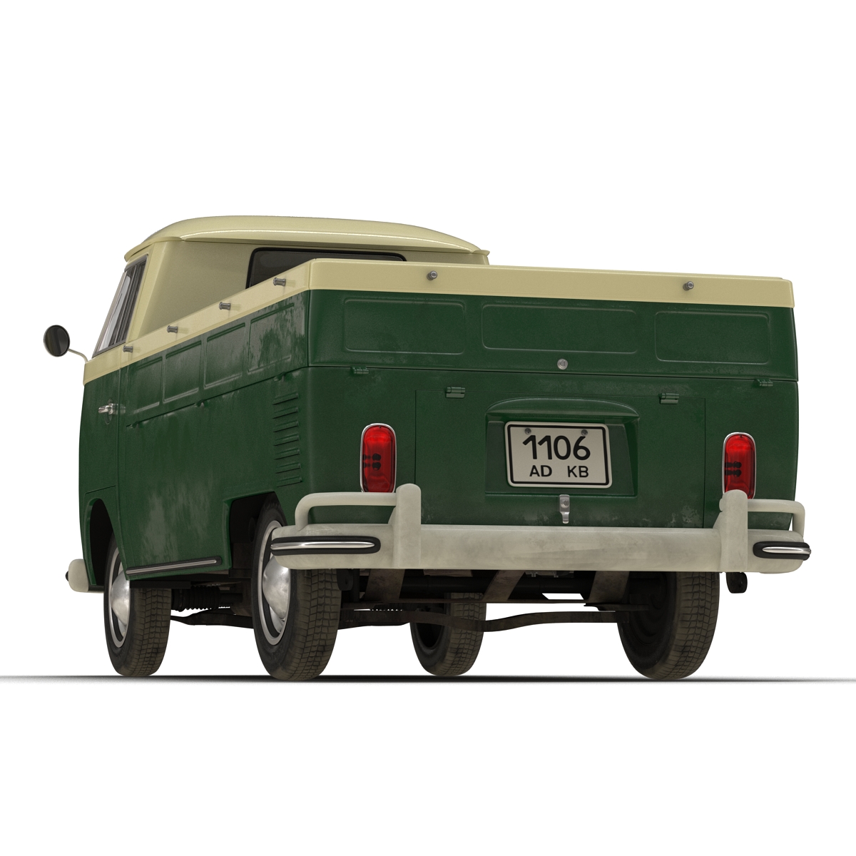 Volkswagen Type 2 Single Cab Pick Up Rigged Green 3D model