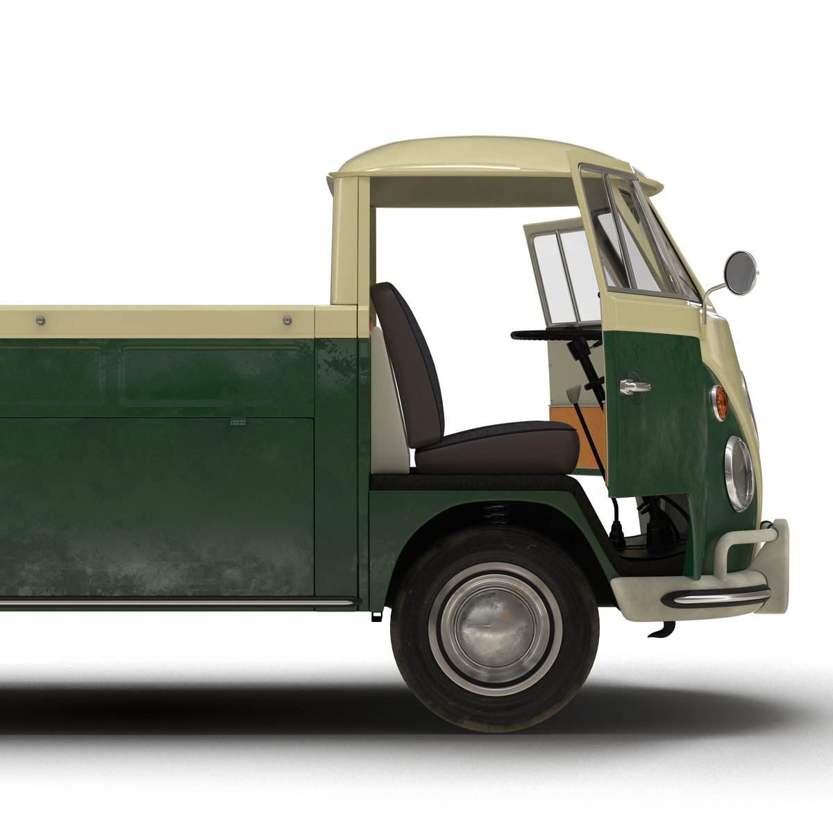 Volkswagen Type 2 Single Cab Pick Up Rigged Green 3D model
