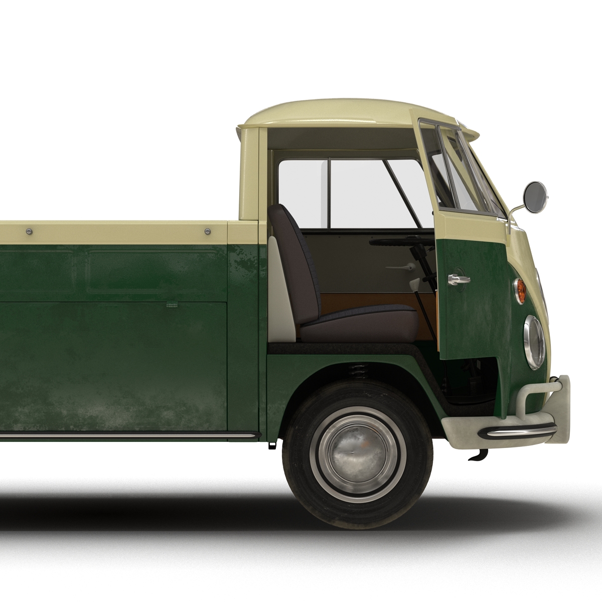 Volkswagen Type 2 Single Cab Pick Up Rigged Green 3D model
