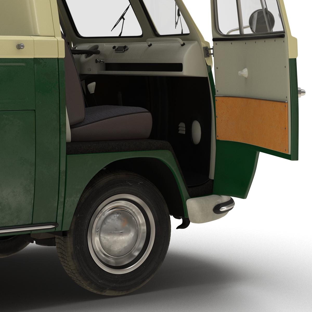 Volkswagen Type 2 Single Cab Pick Up Rigged Green 3D model