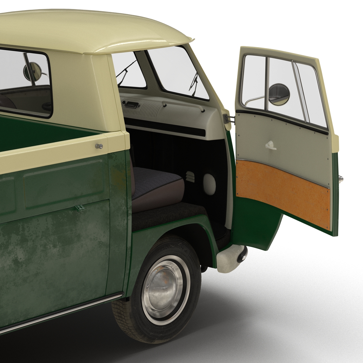 Volkswagen Type 2 Single Cab Pick Up Rigged Green 3D model