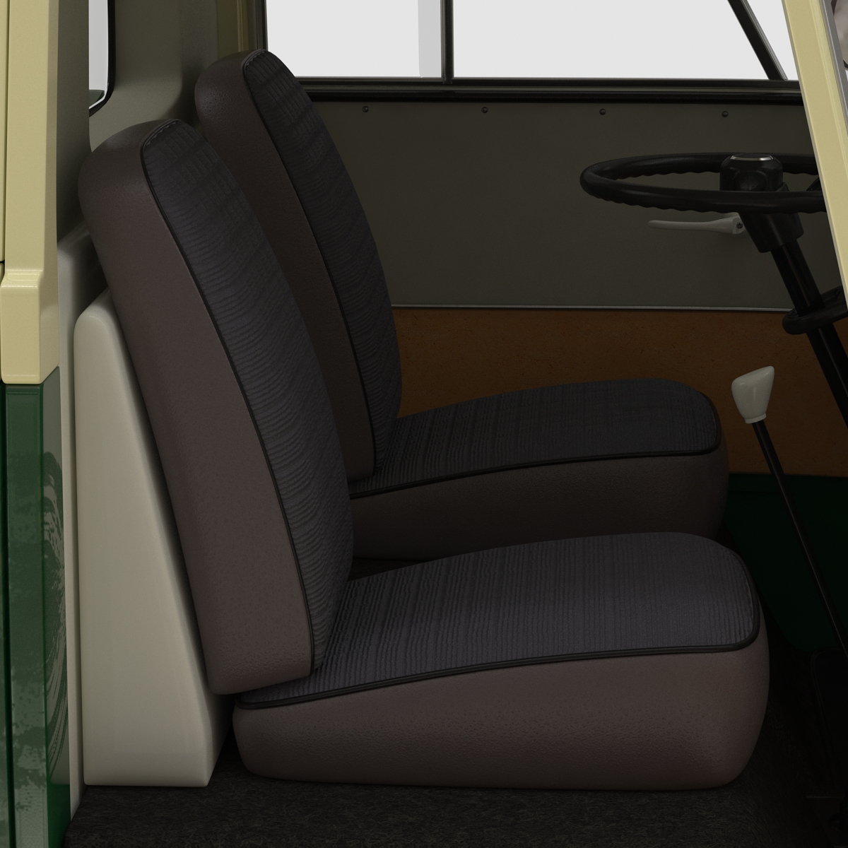 Volkswagen Type 2 Single Cab Pick Up Rigged Green 3D model