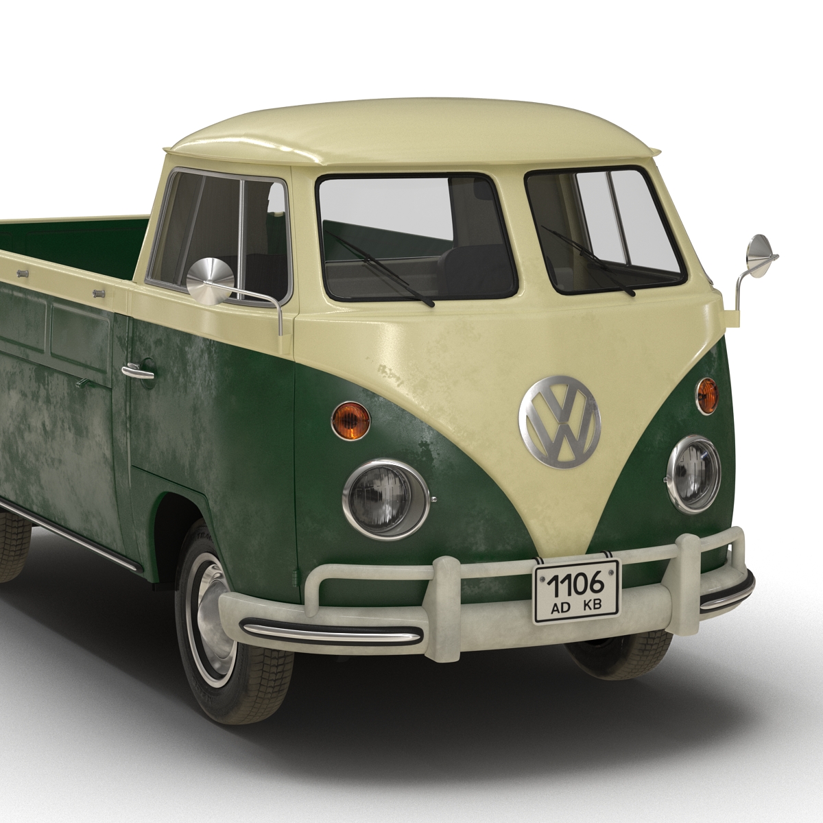 Volkswagen Type 2 Single Cab Pick Up Rigged Green 3D model