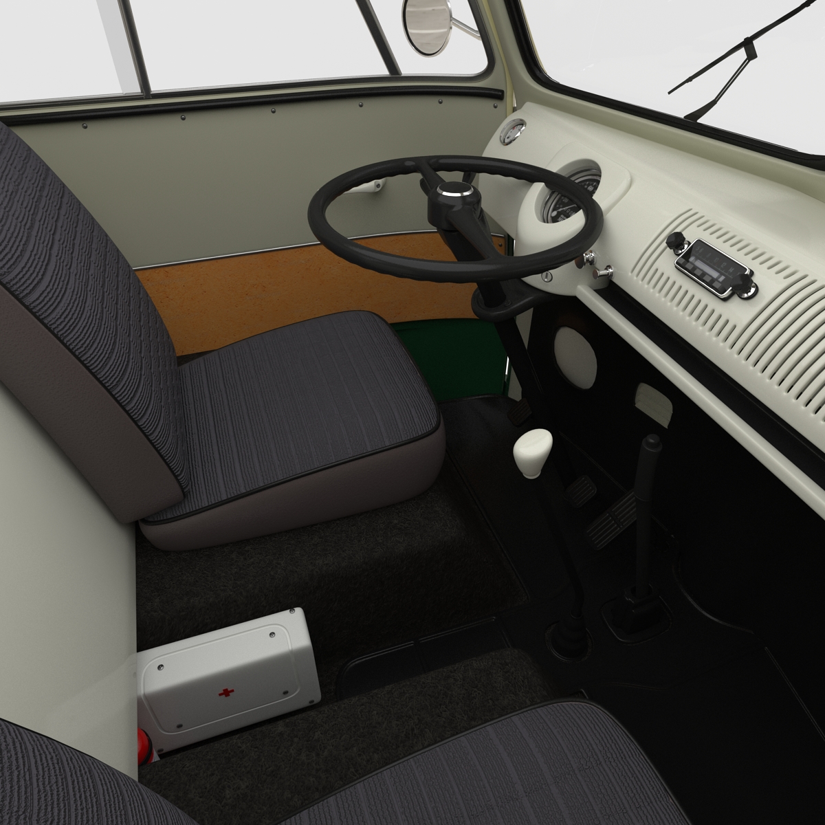 Volkswagen Type 2 Single Cab Pick Up Rigged Green 3D model