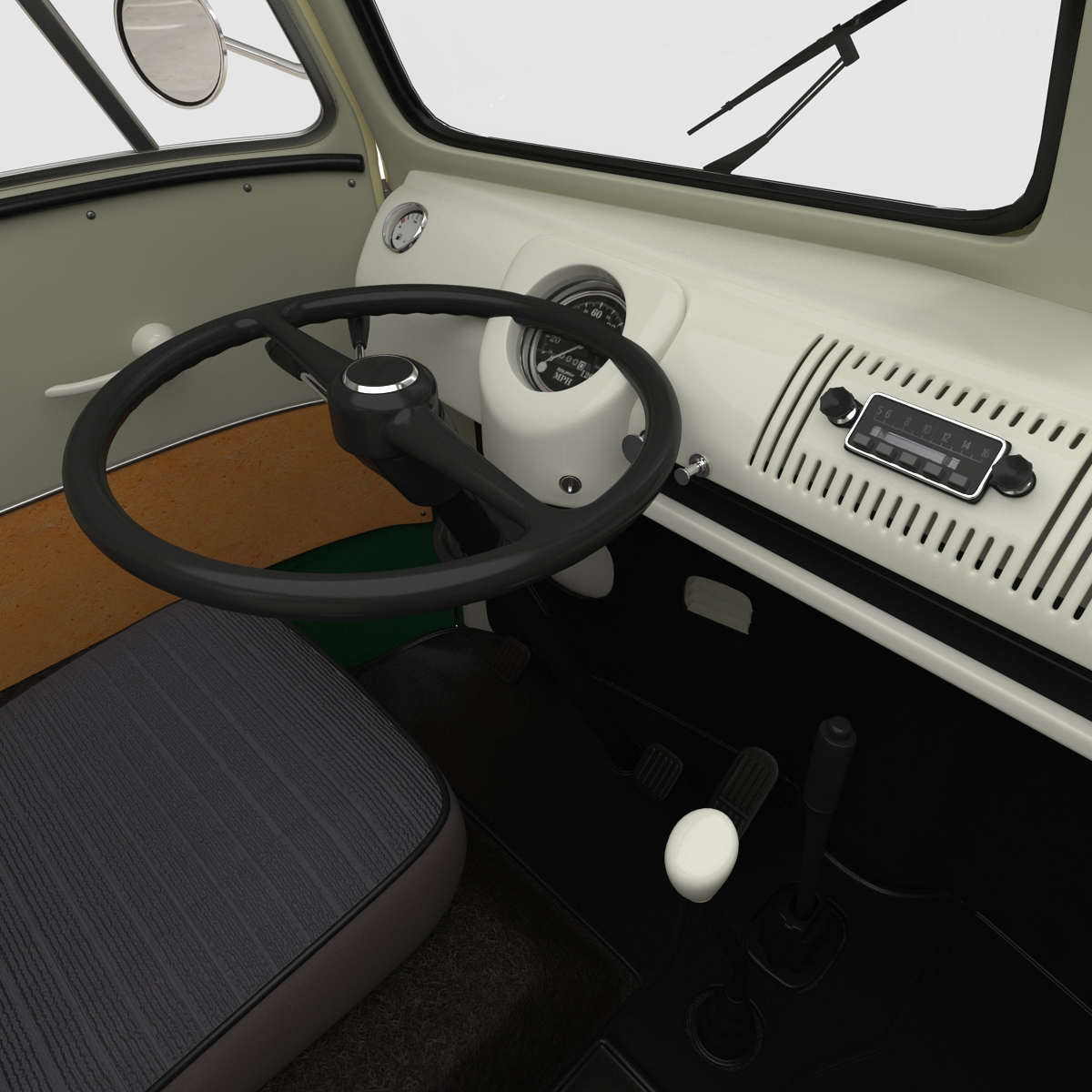 Volkswagen Type 2 Single Cab Pick Up Rigged Green 3D model