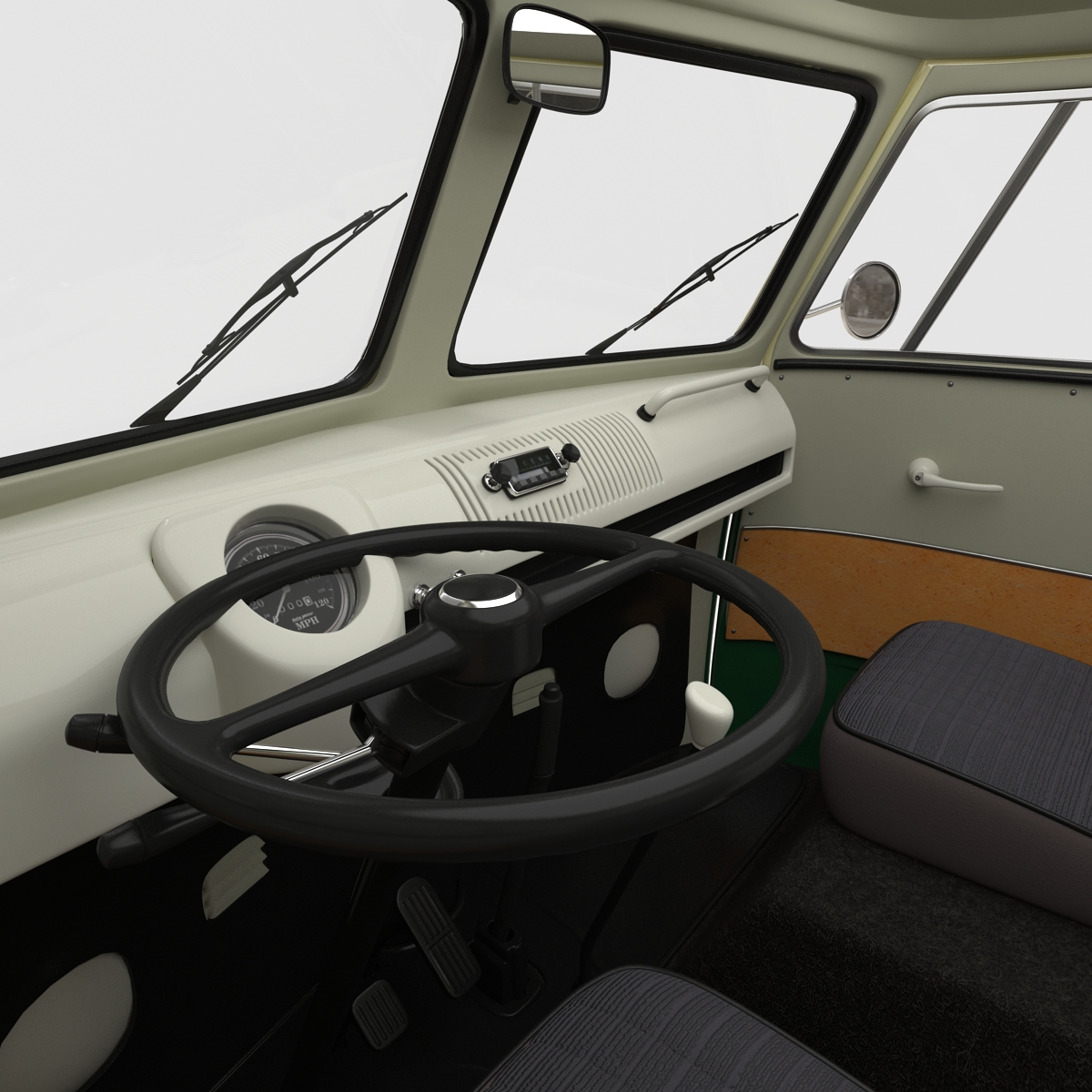 Volkswagen Type 2 Single Cab Pick Up Rigged Green 3D model