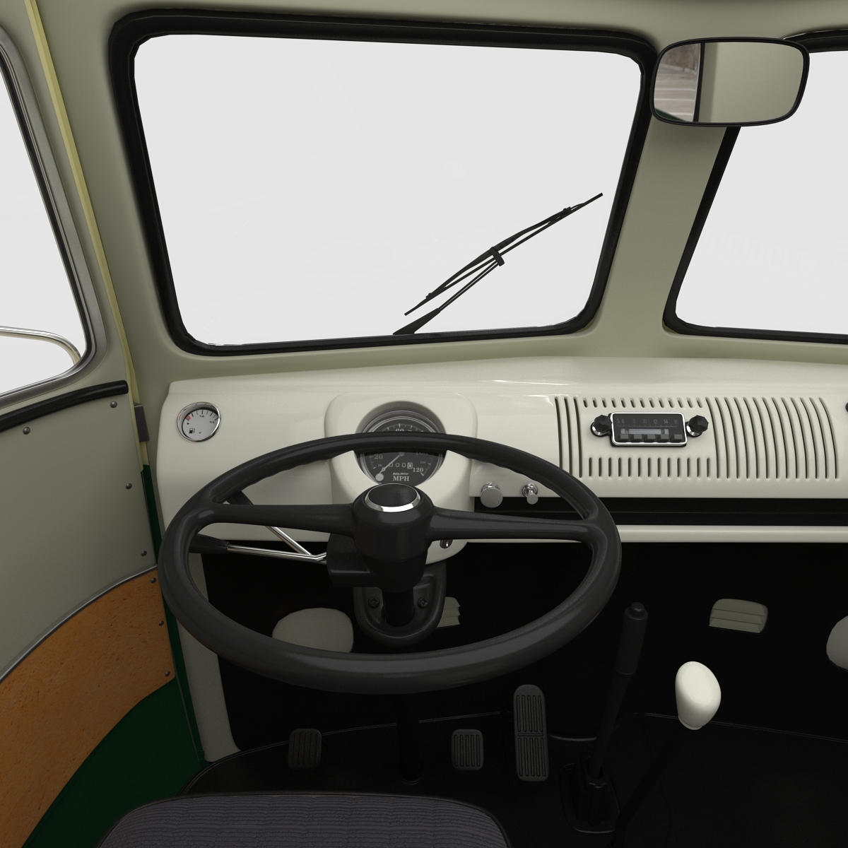 Volkswagen Type 2 Single Cab Pick Up Rigged Green 3D model