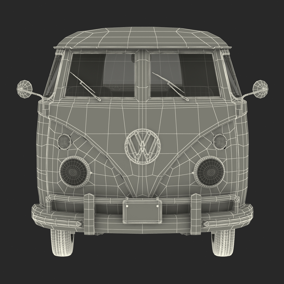 Volkswagen Type 2 Single Cab Pick Up Rigged Green 3D model