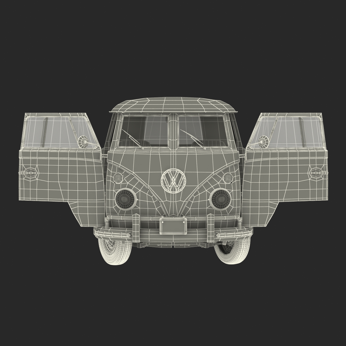 Volkswagen Type 2 Single Cab Pick Up Rigged Green 3D model