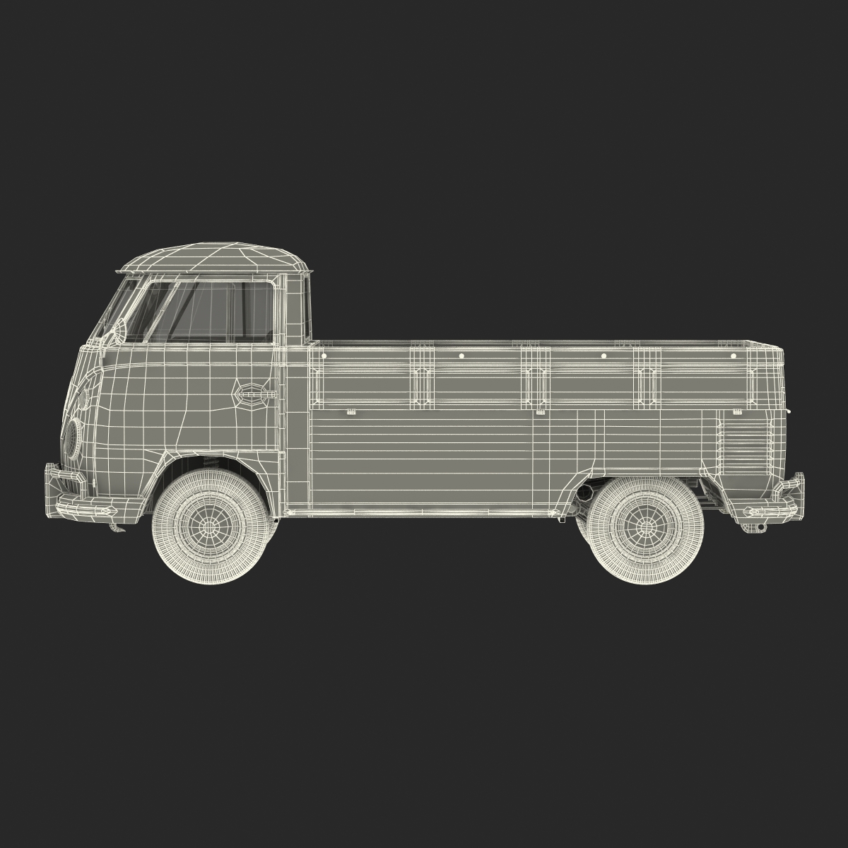 Volkswagen Type 2 Single Cab Pick Up Rigged Green 3D model
