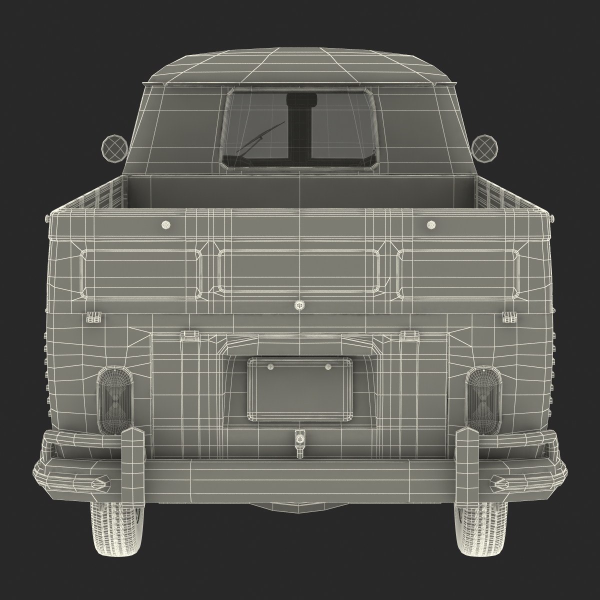 Volkswagen Type 2 Single Cab Pick Up Rigged Green 3D model