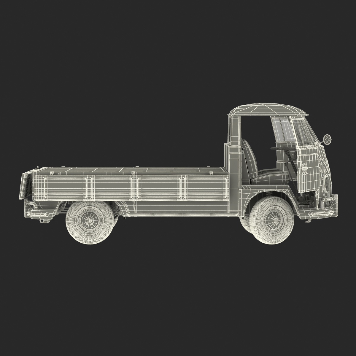 Volkswagen Type 2 Single Cab Pick Up Rigged Green 3D model