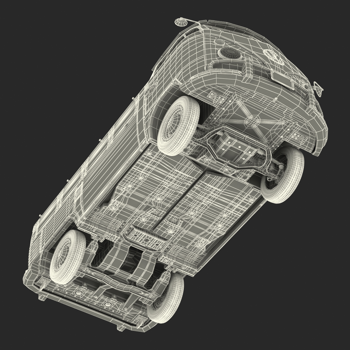 Volkswagen Type 2 Single Cab Pick Up Rigged Green 3D model