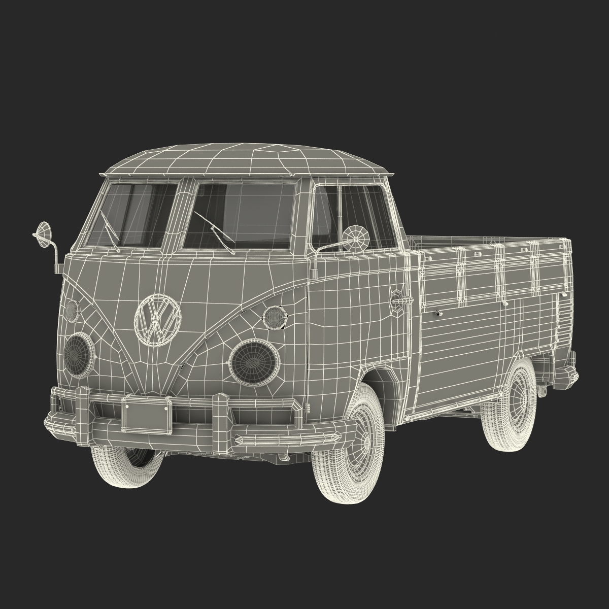 Volkswagen Type 2 Single Cab Pick Up Rigged Green 3D model