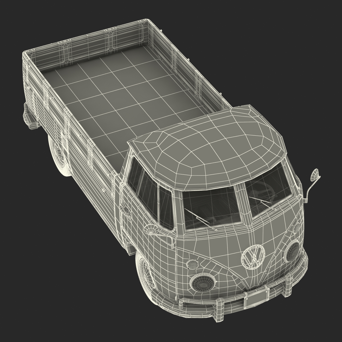 Volkswagen Type 2 Single Cab Pick Up Rigged Green 3D model