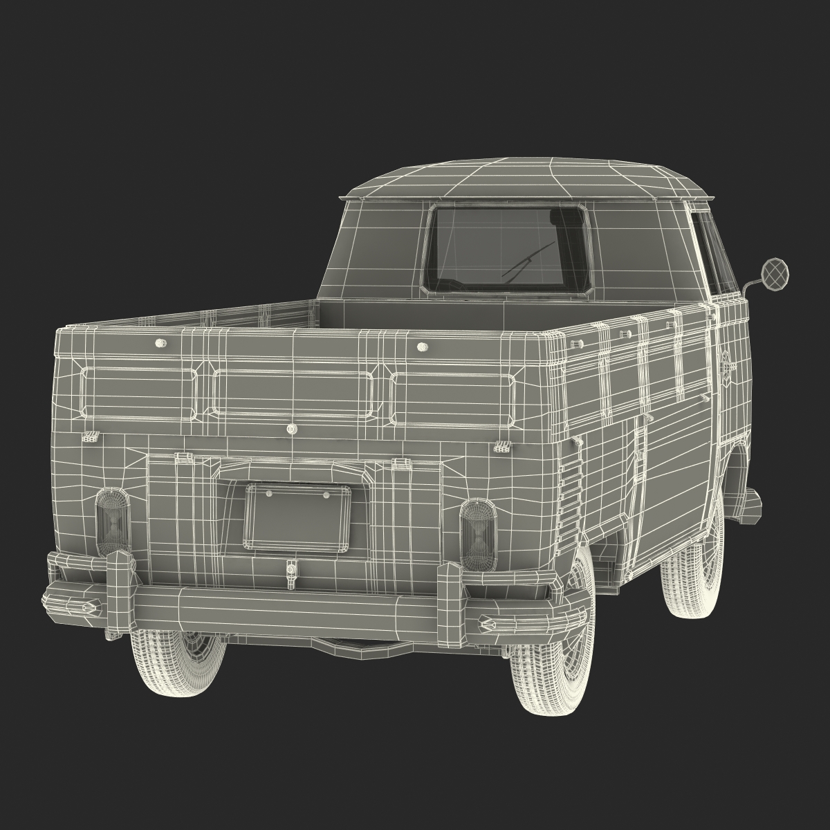 Volkswagen Type 2 Single Cab Pick Up Rigged Green 3D model
