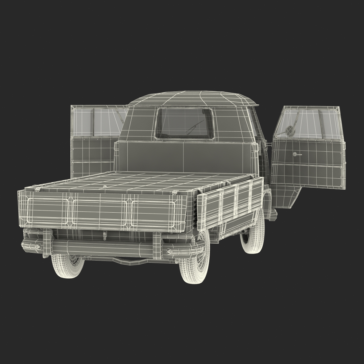 Volkswagen Type 2 Single Cab Pick Up Rigged Green 3D model
