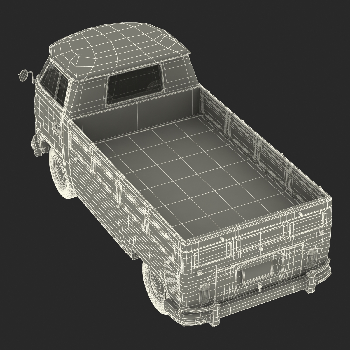 Volkswagen Type 2 Single Cab Pick Up Rigged Green 3D model