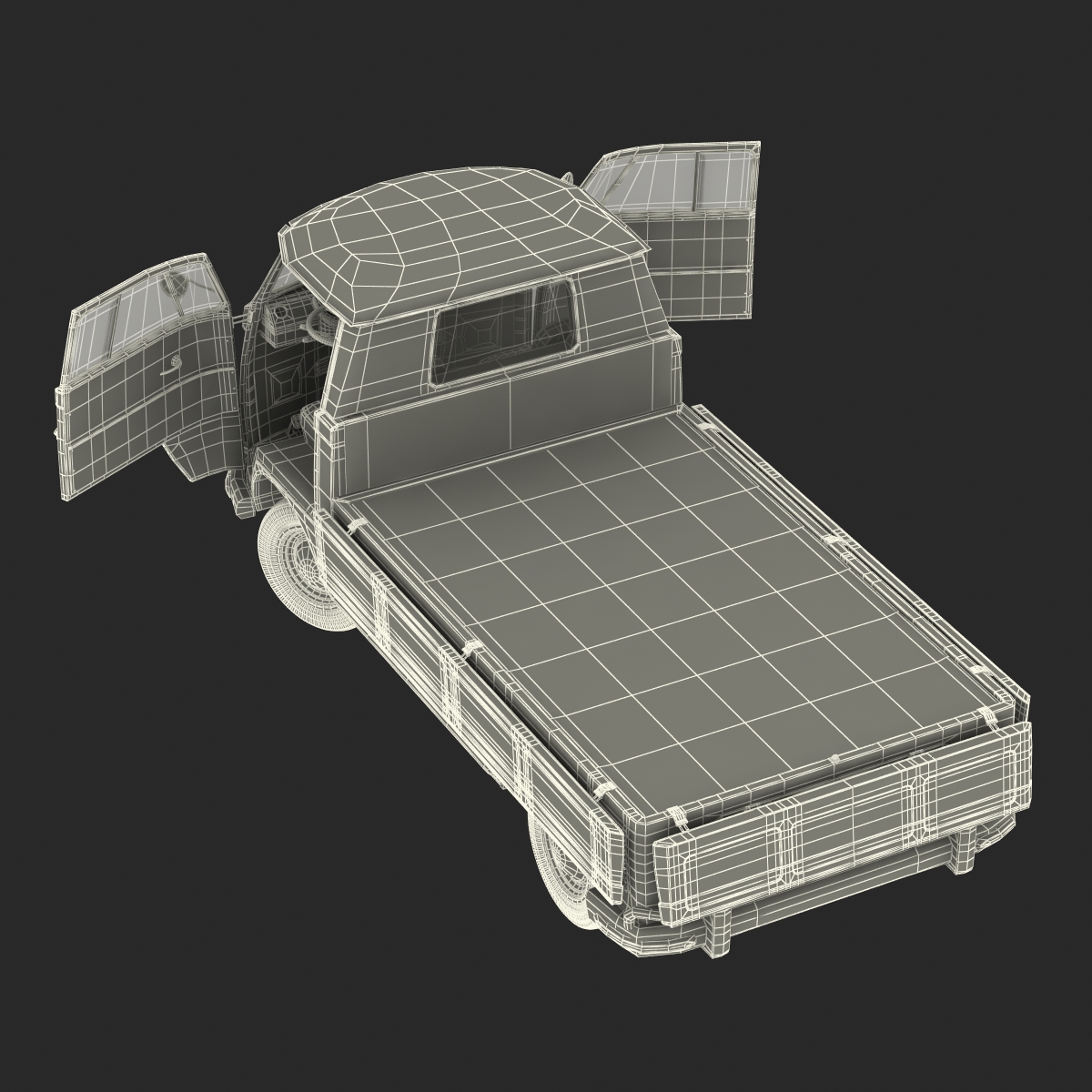 Volkswagen Type 2 Single Cab Pick Up Rigged Green 3D model