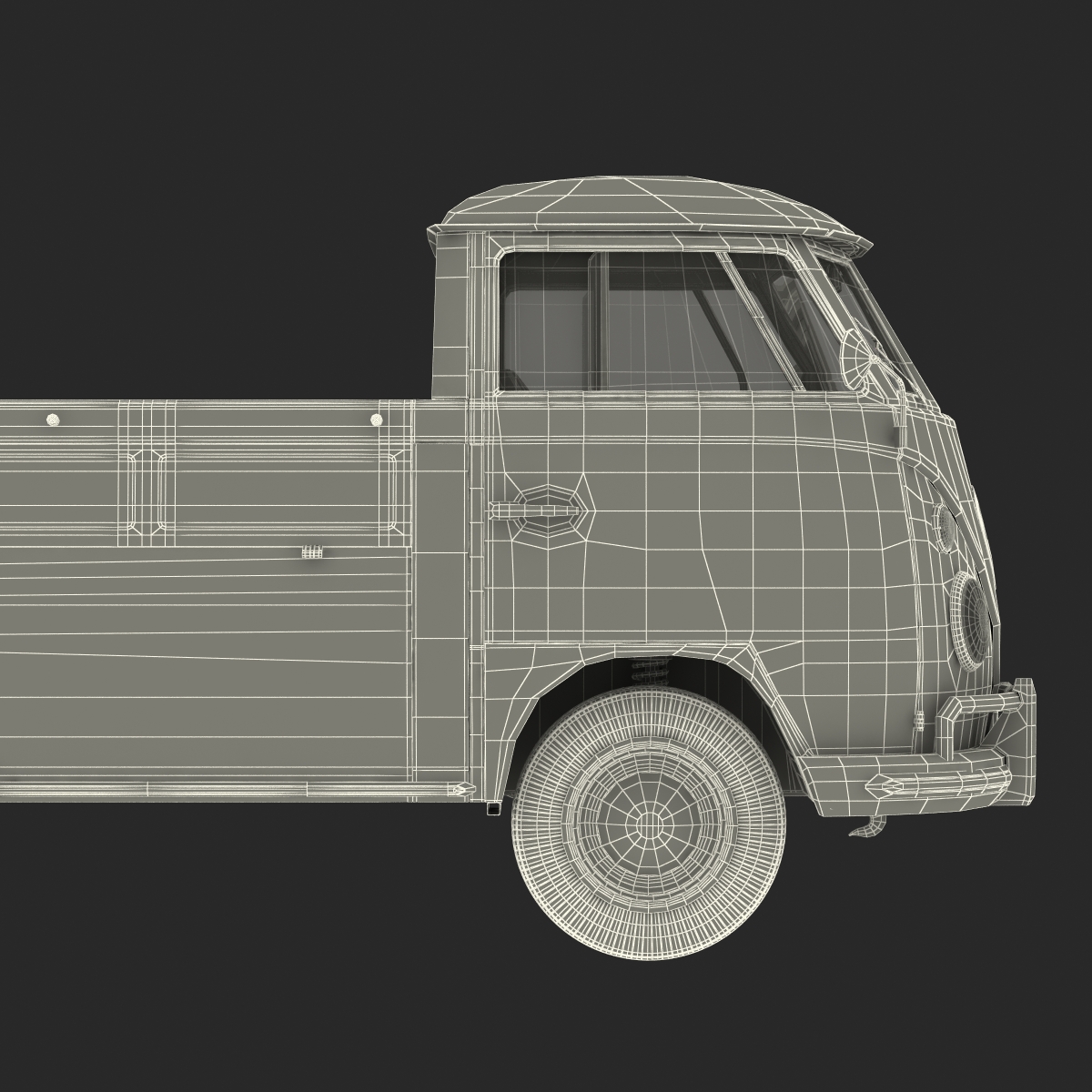 Volkswagen Type 2 Single Cab Pick Up Rigged Green 3D model