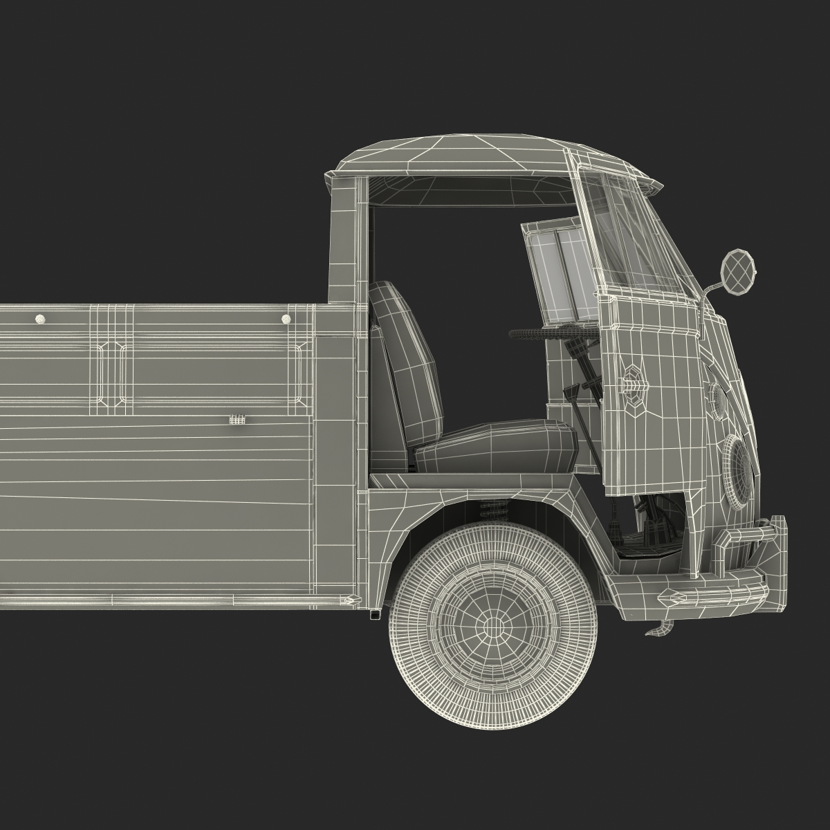 Volkswagen Type 2 Single Cab Pick Up Rigged Green 3D model