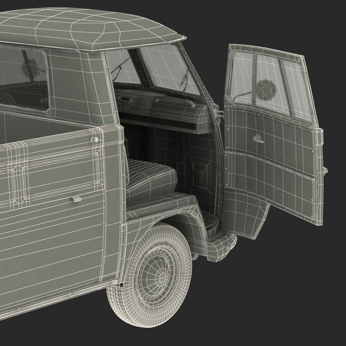 Volkswagen Type 2 Single Cab Pick Up Rigged Green 3D model