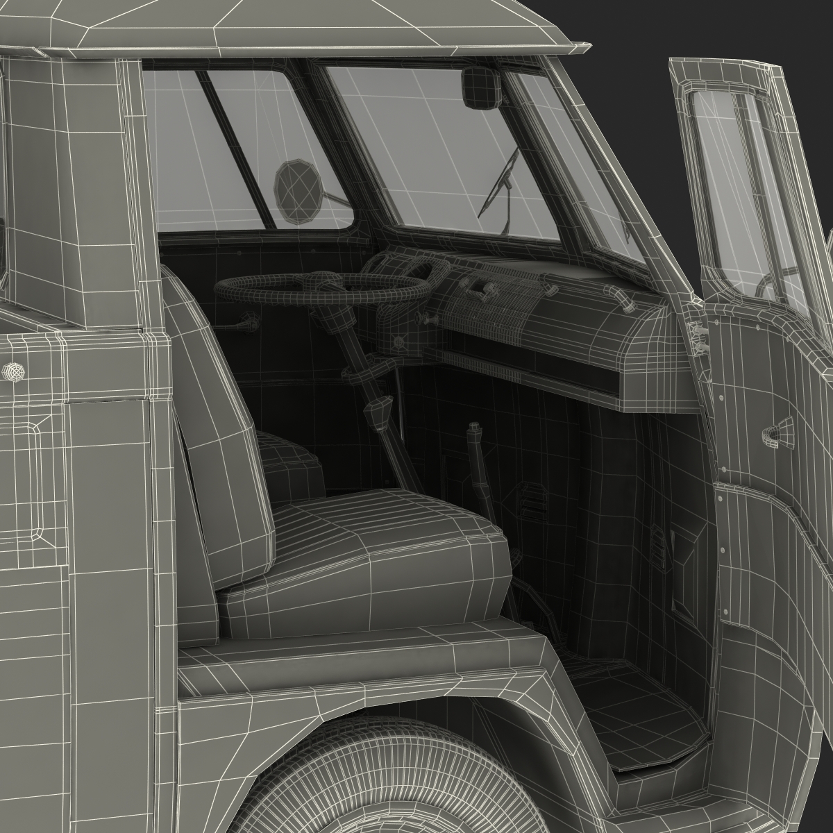Volkswagen Type 2 Single Cab Pick Up Rigged Green 3D model
