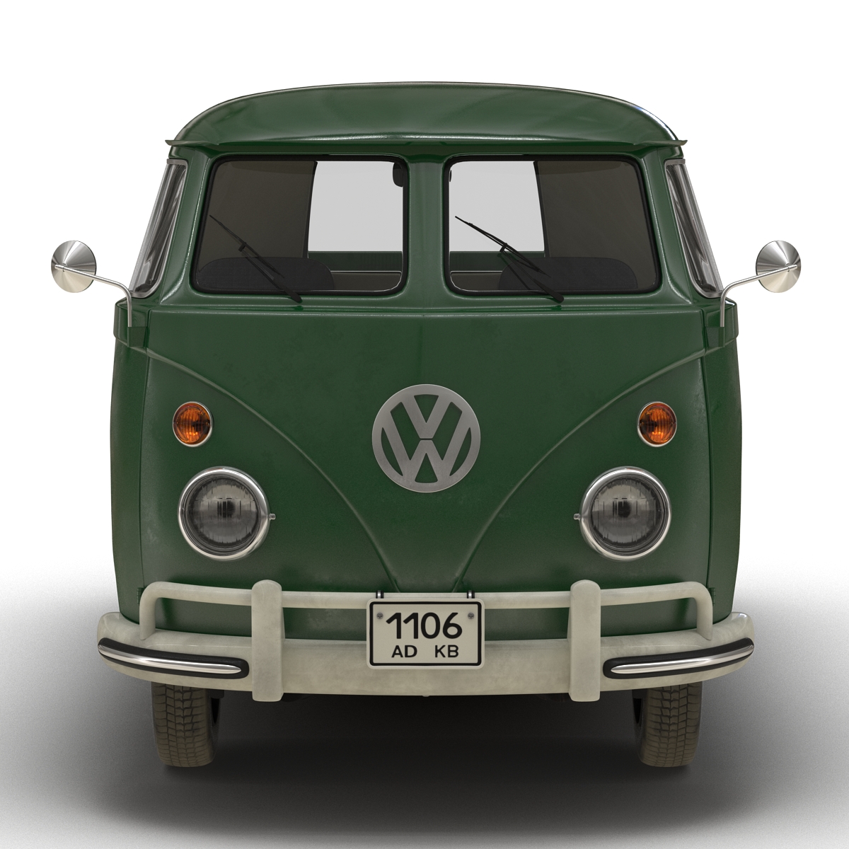 3D Volkswagen Type 2 Single Cab Pick Up Rigged Green 2